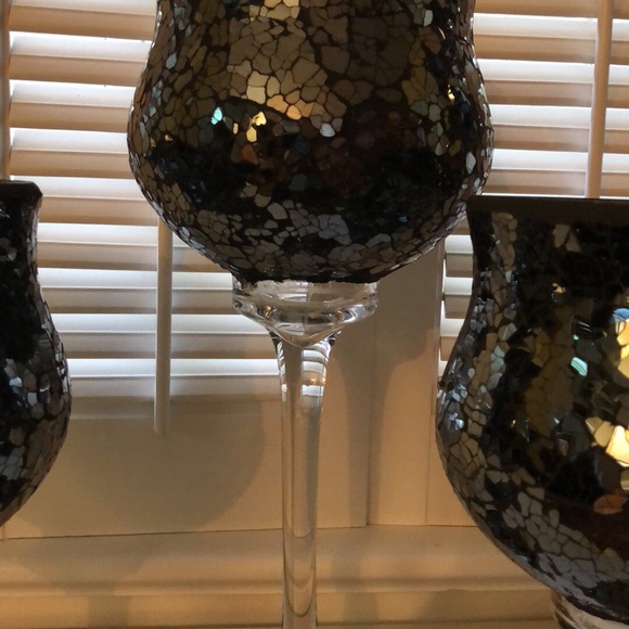 Black crackle candle holders - Picture 7 of 8